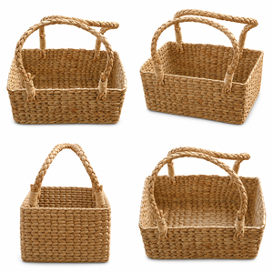 Cesta de Almacenamiento de Hierba de Agua Tejida a Mano con Asas Dobles, Cesta Organizadora Tejida Natural para Decoración del Hogar y Empaque de Regalos - Product Image 5