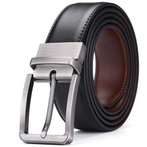 Cinturón de Cuero Genuino para Hombre, Doble Cara, Negro y Marrón, Cinturón de Moda para Negocios - Product Image 6
