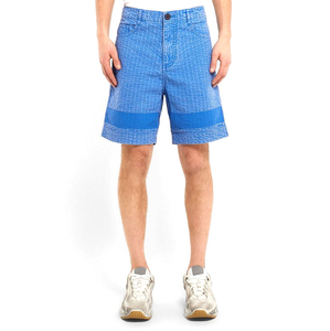 <b>mens</b> blue acid wash cotton shorts vertical line stitching contrast stripe regular fit high waist classic five pocket styling - Product Image 2