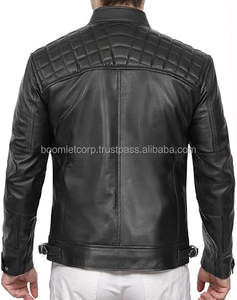 Chaqueta de cuero de motorista negra para hombre, chaqueta de cuero de motocicleta 100% de cuero real, precio de calidad superior al por mayor, chaqueta de cuero para hombre - Product Image 5