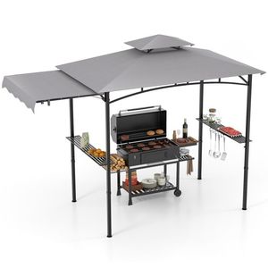 Gazebo de jardin 10,5 x 5 pieds avec auvent latéral et toit à double niveau - Product Image 1