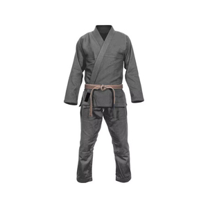 Kimono de BJJ Unisex Personalizado para Equipos, 100% Algodón, Duradero, Corte Regular, Uniforme de Artes Marciales para Adultos, Gris con Logotipo Frontal - Product Image 1