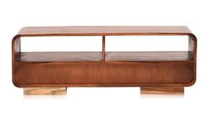 Solid Wood Contemporary Curved <b>TV</b> <b>Unit</b> | Modern Media Console with Rounded Edges & 2 Drawers | OEM ODM Manufacturer Jodhpur - Product Image 4