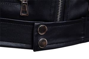 For Skin Men's Coated Woven Leather <b>Jacket</b> 100% Natural Cowhide Breathable Vintage Hooded Stand Collar Multi-zip Front - Product Image 5