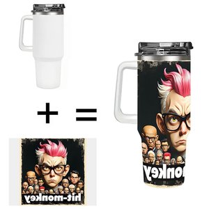 Custom Insulated Stainless Steel Tumbler 40oz With Handle For <b>Coffee</b> And Tea Travel Use - Product Image 1