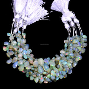 โอปอลเอธิโอเปียสีเขียวธรรมชาติคุณภาพสูง รูปทรงลูกแพร์เจียระไน ทำด้วยมือ ขายส่ง สำหรับทำสร้อยข้อมือ สร้อยคอ และเครื่องประดับ - Product Image 2