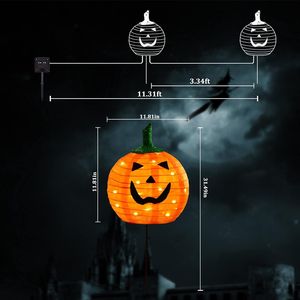Luci LED per zucca ad energia solare di Halloween impostate 4 grandi luci con 2 modalità per percorsi all'aperto e decorazioni da giardino - Product Image 2