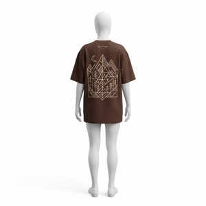 Camiseta Oversize Marrón para Hombre, Manga Corta, Cuello Redondo, Ropa Casual Urbana, Fabricante y Proveedor Mayorista de Ropa - Product Image 4