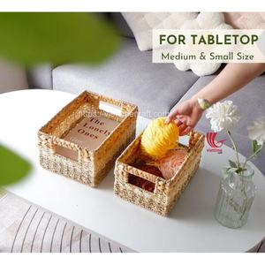 Best Selling Set of 3 <b>Hyacinth</b> Seagrass and Straw Storage <b>Baskets</b> <b>Water</b> <b>Hyacinth</b> Vietnam Wholesale for Clothing Storage - Product Image 2