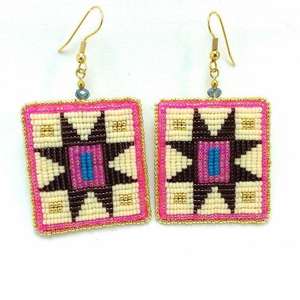 Pendientes y aros con forma de estrella, hechos a mano, bordados con cuentas, para bodas, fiestas, pendientes étnicos festivos, joyería de moda. - Product Image 2