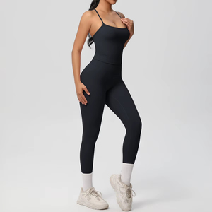Conjunto de Top de Yoga para Mujer, Traje de Gimnasio, Top Deportivo sin Mangas, Espalda Cruzada, Secado Rápido, Transpirable y Elástico - Product Image 4