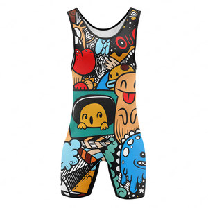 Combinaison de lutte ajustée pour homme, imprimé par sublimation, motif dessin animé, polyester extensible, vêtements de sport - Product Image 2