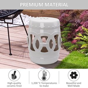 Tabouret de jardin en céramique 14'' x 17'' avec motif anneau double nœud, matériau émaillé robuste pour usage extérieur et décoratif domestique - Product Image 4