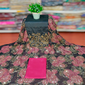 Cổ Phiếu Sẵn Sàng <span class=keywords><strong>Twill</strong></span> Vải Đá Fransawi Dirac Set Với Vàng Đính Cườm Làm Việc Và Vàng Long Lanh Somali Hồi Giáo Phong Cách Đám Cưới - Product Image 3