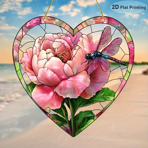 CIFbuy Bellissima Decorazione Acrilica da Appendere alla Finestra, Acchiappaluce a Forma di Libellula e Fiore, Ornamento da Giardino, Regalo per le Feste, Selezionato a Mano S - Product Image 1