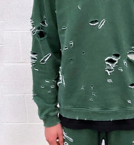 Winter Streetwear Distress Hoodie <b>Men</b> <b>Pullover</b> Distressed Hoodies <b>Men's</b> Oversize Drop Shoulder Distress Hood Top <b>Men</b> - Product Image 6