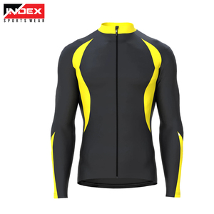 Maillot de Ciclismo para Hombre Index, Manga Larga, Negro y Amarillo, Cierre Completo, Transpirable, de Secado Rápido, Ropa Deportiva - Product Image 1