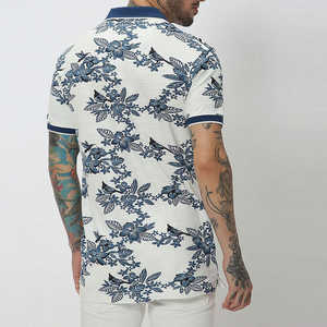 Polo Homme Imprimé Oiseaux Orientaux et Motifs Floraux 2026 – Coupe Ajustée Manches Courtes Style Smart-Casual – Bleu Marine et Blanc – Vêtement d'Été Premium - Product Image 5