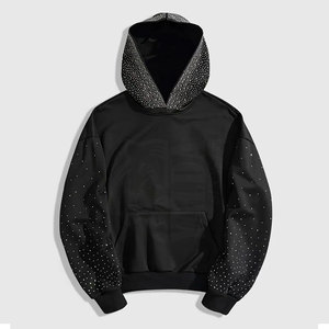 Vente directe d'usine, prix de gros, sweats à capuche pour hommes en strass pour l'hiver, avec logo personnalisé, haute qualité, 100% coton - Product Image 1