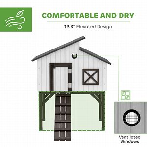 Pollaio Rialzato con Nido Apribile, Tetto in Asfalto, Conigliera Rialzata, Gabbie per Animali con Spazio Abitativo Confortevole - Product Image 4
