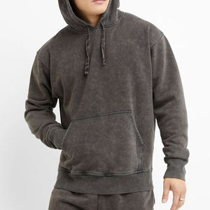 High Quality Men's Vintage Acid Wash Fleece 100% Cotton Anti-Wrinkle <b>Hoodie</b> Front Logo Customizable Best Selling for Autumn - Product Image 1