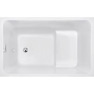 Bañera independiente de acrílico espaciosa de 43 "con desbordamiento cromado, drenaje emergente, asiento con acabado blanco brillante, bañeras con forma rectangular - Product Image 5