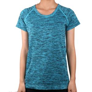 T-shirt pour femme bleu uni à manches raglan, coupe classique, séchage rapide, sportif, tricoté, 100 % coton, col rond, toutes saisons, en molleton - Product Image 1