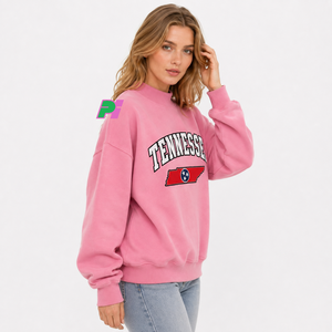 Sudadera rosa de cuello alto con letras TENNESSEE y aplique de mapa, sudadera gruesa de cuello alto para invierno - Product Image 2