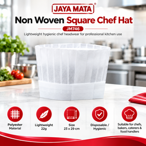 หมวกเชฟทรงสี่เหลี่ยม JAYA MATA JM746 น้ำหนักเบา ผลิตจากผ้าไม่ถักทอ โพลีเอสเตอร์ สะอาด ปลอดภัย ปรับขนาดได้ เหมาะสำหรับทุกเพศ ทุกฤดู ใช้ในบ้านและในชีวิตประจำวัน - Product Image 5
