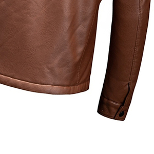 Blouson en cuir pour homme, style motard, en peau de mouton naturelle, coupe ajustée, col montant personnalisé, imperméable et réversible - Product Image 5