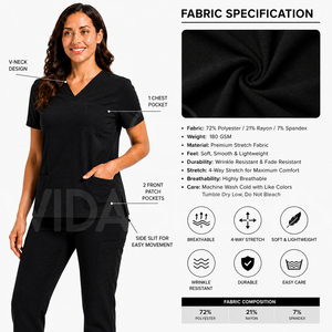 Wida Sports Medical <b>Scrub</b> Suit <b>Nurse</b> Uniform Hospital Clothing Breathable Stretch Fabric Doctor <b>Nurse</b> <b>Scrubs</b> Bulk Supplier USA - Product Image 5
