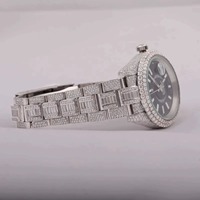 Montre de sport de luxe pour homme 41 mm, cadran glacé, gros diamants Moissanite, logo personnalisé, boîtier en acier inoxydable, mouvement à quartz, collection Hip Hop ETA