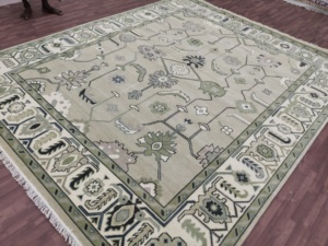 Premium Hand Knotted Oushak <b>Rug</b> Abstract Pink Wool/Silk Carpet 9x12 Ft. Vintage Style PET Friendly Living Room Home 1 Piece - Product Image 4