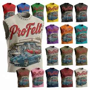 Vintage Style Whole Sale Sleeveless Tank Top Men Casual Streetwear Graphic Summer Cotton Fashion Breathable Slim Fits T Shirts - Product Image 1