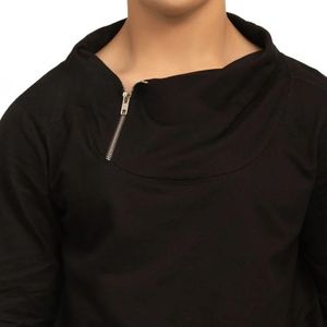 Sauvage Pullover Noir pour Homme, Sweat-shirt Décontracté à Col Montant et Fermeture Éclair Courte, Manches Longues, Léger, Haut de Sport - Product Image 2