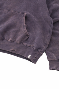 Sudadera con Capucha Oversize de Algodón 100% Pesado, Estilo Vintage Lavado, Bordada, Desgastada y Rota, con Botones, Estilo Urbano - Product Image 3