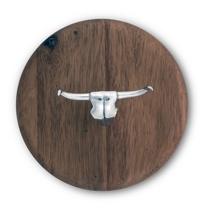 Cubo de hielo de vidrio con tapa de madera, asa de calavera de toro y detalles metálicos, enfriador premium para vino y champán, para decoración de bar estilo western - Product Image 2