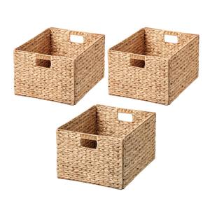 ISLA 3-Pack Handwoven Hyacinth Rectangular Foldable <b>Storage</b> <b>Baskets</b> for Pantry Cabinet Vers Organizer Bins for Home Wholesale - Product Image 5