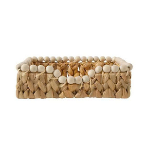 Porte-serviettes en jacinthe d'eau tressée avec perles en bois, tissage artisanal de qualité supérieure, pour la cuisine - Product Image 2