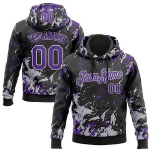 Sudadera con Capucha Deportiva Negra con Detalles en Morado y Gris, Diseño Personalizado, Venta Directa de Fábrica - Product Image 1