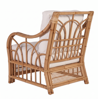 Fauteuil en rotin naturel avec coussin moelleux, meuble de salon intérieur, fauteuil d'appoint en osier écologique pour hôtel et décoration intérieure
