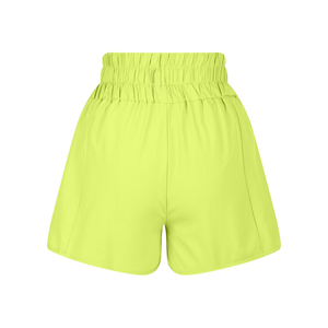 Shorts de sport pour femmes, taille haute, jaune fluo, séchage rapide, pour la course et l'entraînement en extérieur - Product Image 2