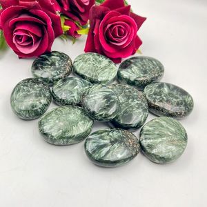 Pierre de palmier en seraphinite verte polie, naturelle et faite à la main, forme de boule, marque Chakralume, pour la guérison, la méditation Reiki, le thème de l'amour et le Feng Shui - Product Image 5