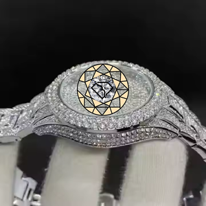 Luxury Diamond <b>Watch</b> Stainless Steel Round <b>Case</b> 38mm Analog Quartz Deployment Clasp Sapphire Crystal Luxe Style - Product Image 1