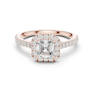 แหวนเพชรทรง Asscher ดีไซน์หรูหรา ประดับเพชรรอบวงแบบ Halo เพชรข้างประดับเพชร GRA Certified เครื่องประดับขายดีอันดับต้นๆ สำหรับสาวๆ - Product Image 1