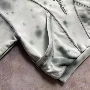 Sweat-shirts à capuche imprimés effet délavé pour hommes, en coton doux, style streetwear classique, effet usé - Product Image 3