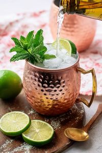 Copper cocktail <b>cup</b> set for refined holiday beverage hosting hammered finish metal <b>cups</b> durable <b>reusable</b> premium bar mugs - Product Image 5