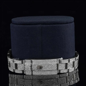 Montre Fantastique à Cadran Noir Sertie de Moissanite, Qualité Premium, Bicolore, avec Fonction Date et Boîtier en Acier Inoxydable - Product Image 5