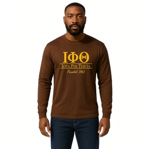 IOTA Founded 1963 Brown <b>Long</b> Sleeve T-Shirt Men's Crew Neck Greek Letter Fraternity Tee Brotherhood Casual Campus Apparel - Product Image 1