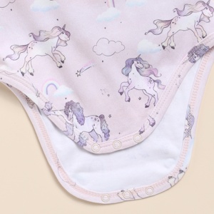 Premium Quality Organic Bamboo Elastane Long Sleeve Bodysuits Unicorn Print - Product Image 4